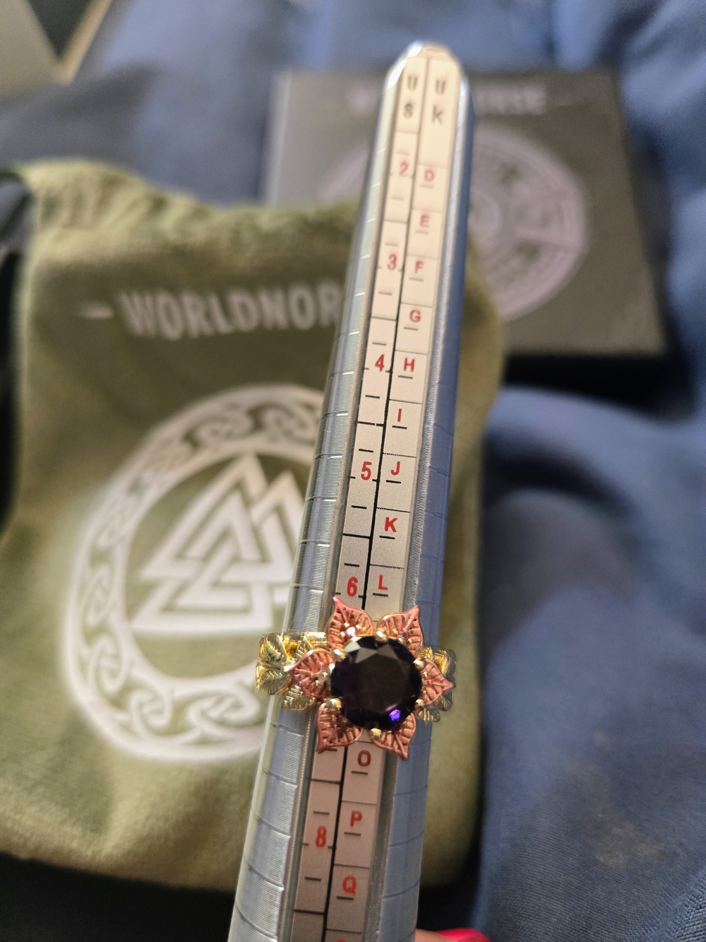 NIB WorldNorse Amethyst Floral Statement Ring Size 7